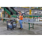 Rubbermaid 2-Shelf Plastic/Poly Mobile Utility Cart with Swivel Wheels, Black (FG454600BLA)