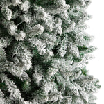 Nearly Natural 10-ft Slim Flocked Montreal Fir Artificial Christmas Tree with 800 Warm White LED Lights (T3314)