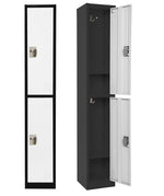 AdirOffice 72'' 2 Tier Black and White Storage Locker, 4/Pack (ADI629-202-B-W-PKG-4)