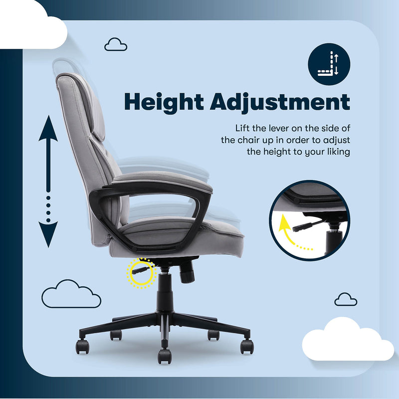 Serta Comfort Classic Ergonomic Velvet Fabric Swivel Executive Chair, Gray (CCHR10005A)