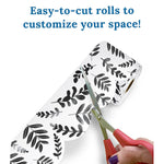 Carson Dellosa Education Rolled Scalloped Borders, 3"x 65', White with Black Leaves, 3/Bundle (CD-108497-3)