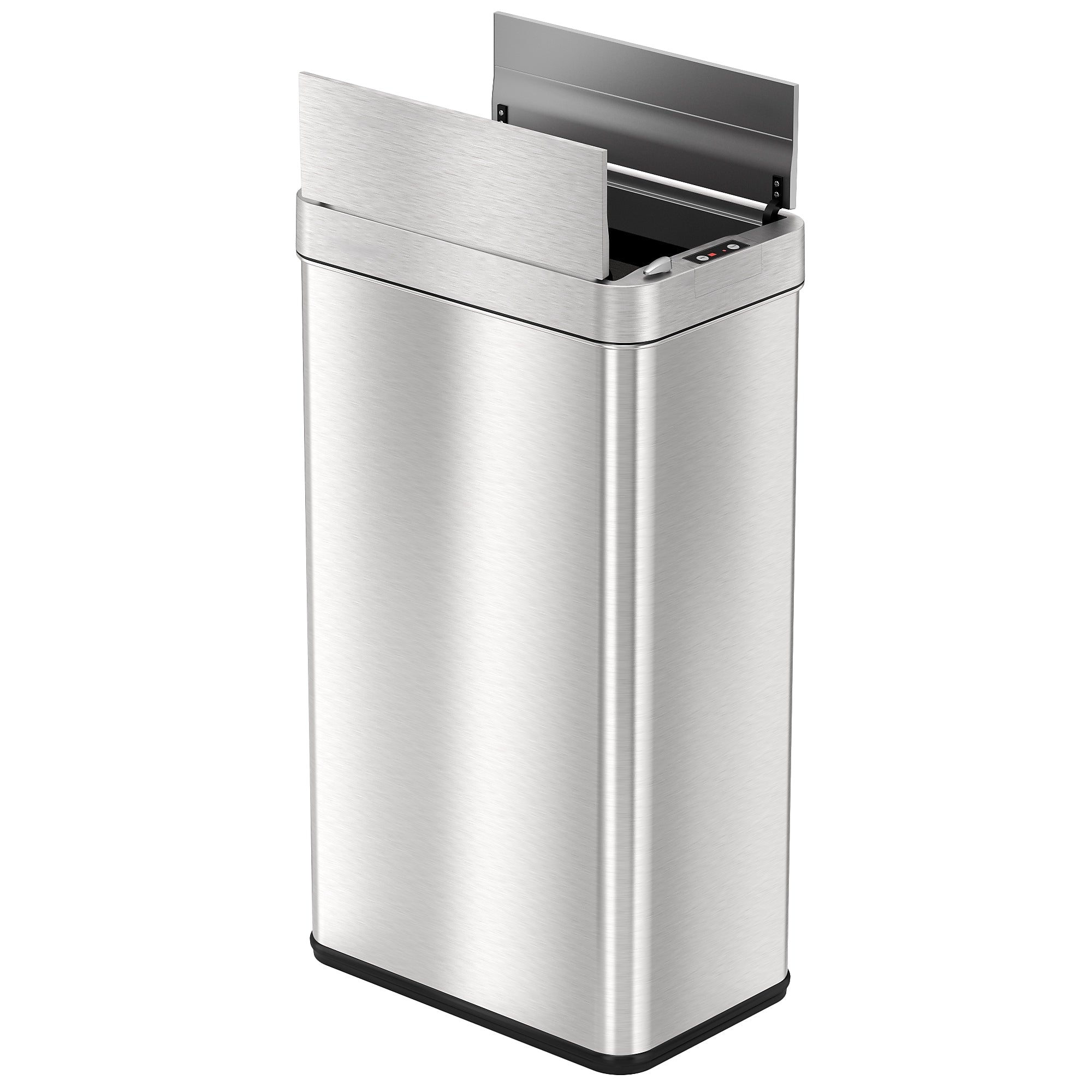 iTouchless Stainless Steel Wings Open Lid Sensor Trash Can with AbsorbX Odor Control, Silver, 18 gal. (WS18RSL)