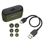 JVC RIPTIDZ True Wireless Earbuds with Charging Case, Bluetooth, Olive (HAA9TG)