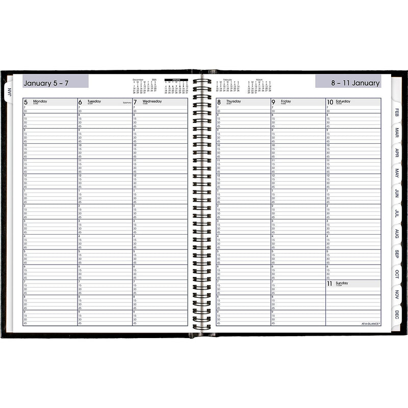 2026 AT-A-GLANCE DayMinder 8" x 11" Weekly Appointment Book Planner, Faux Leather Cover, Black (G520H-00-26)