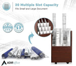 AdirOffice 20-Slot Mobile Roll File, 24.75"H x 15.25"W x 13.25"D, Mahogany (624-MA-KIT1)