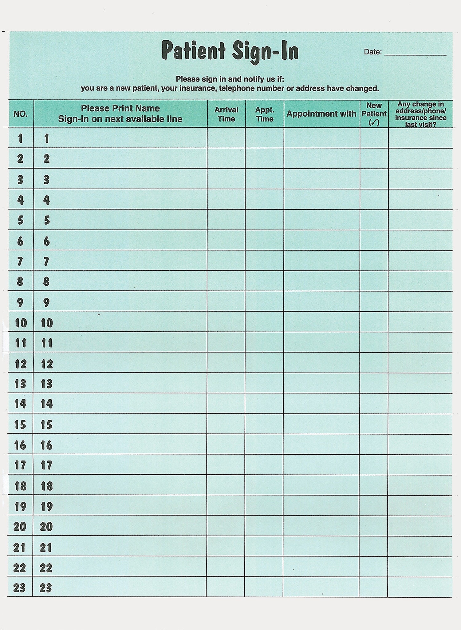 Tabbies Patient Sign-In Sheets, 3-Part, 125/Pack (TAB14532)