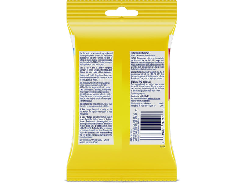 Lysol Disinfecting Wipes, Lemon & Lime Blossom Scent, 15 Wipes/Pack, 24 Packs/Carton (19200-99799)