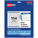 Avery Laser/Inkjet Round Multipurpose Labels, 0.5" Dia., White, 1,540 Labels/Pack (94503)