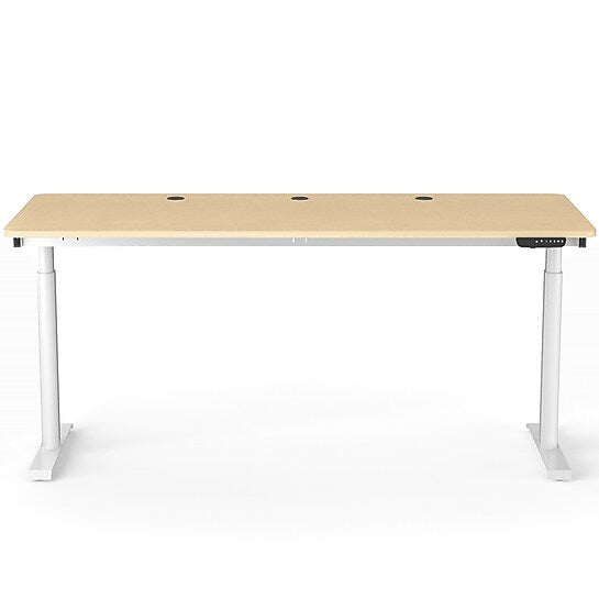 VersaDesk PowerLift 72"W Electric Rectangular Adjustable Standing Desk, Maple/White (PLSDR7230-WM-APP)