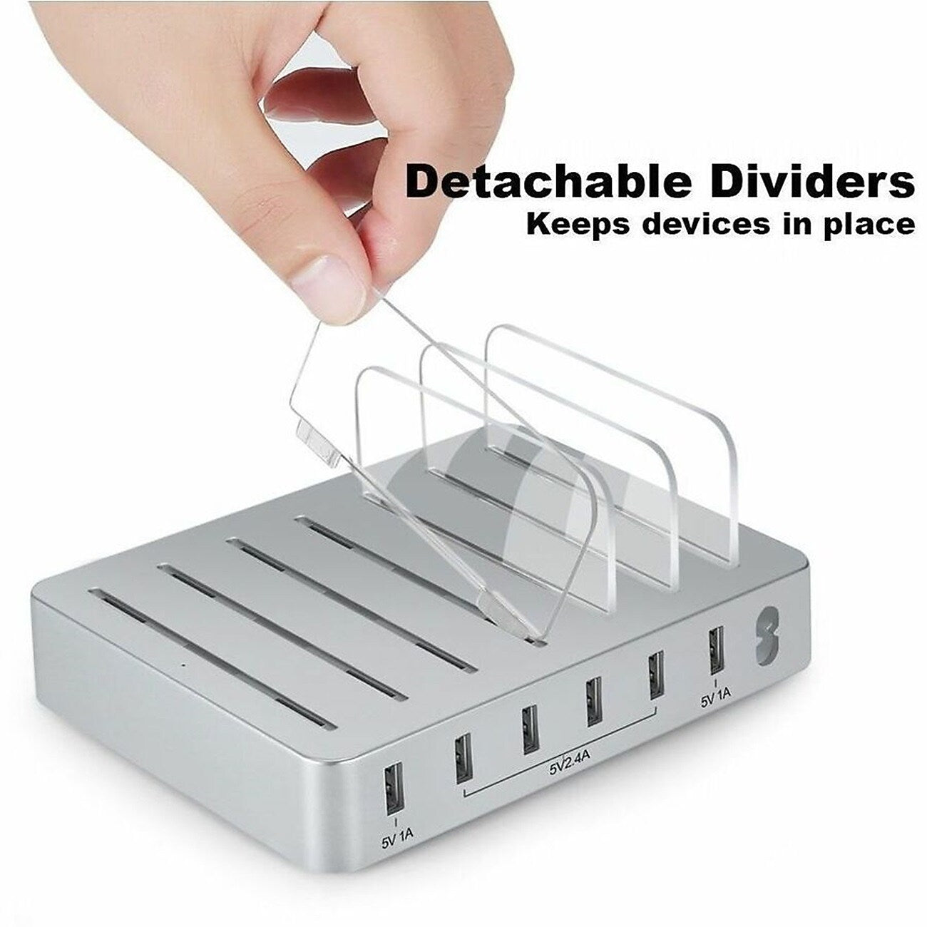 4XEM Charging Station, 50W, 4.9 ft., White (4X6PORTUSBACS)