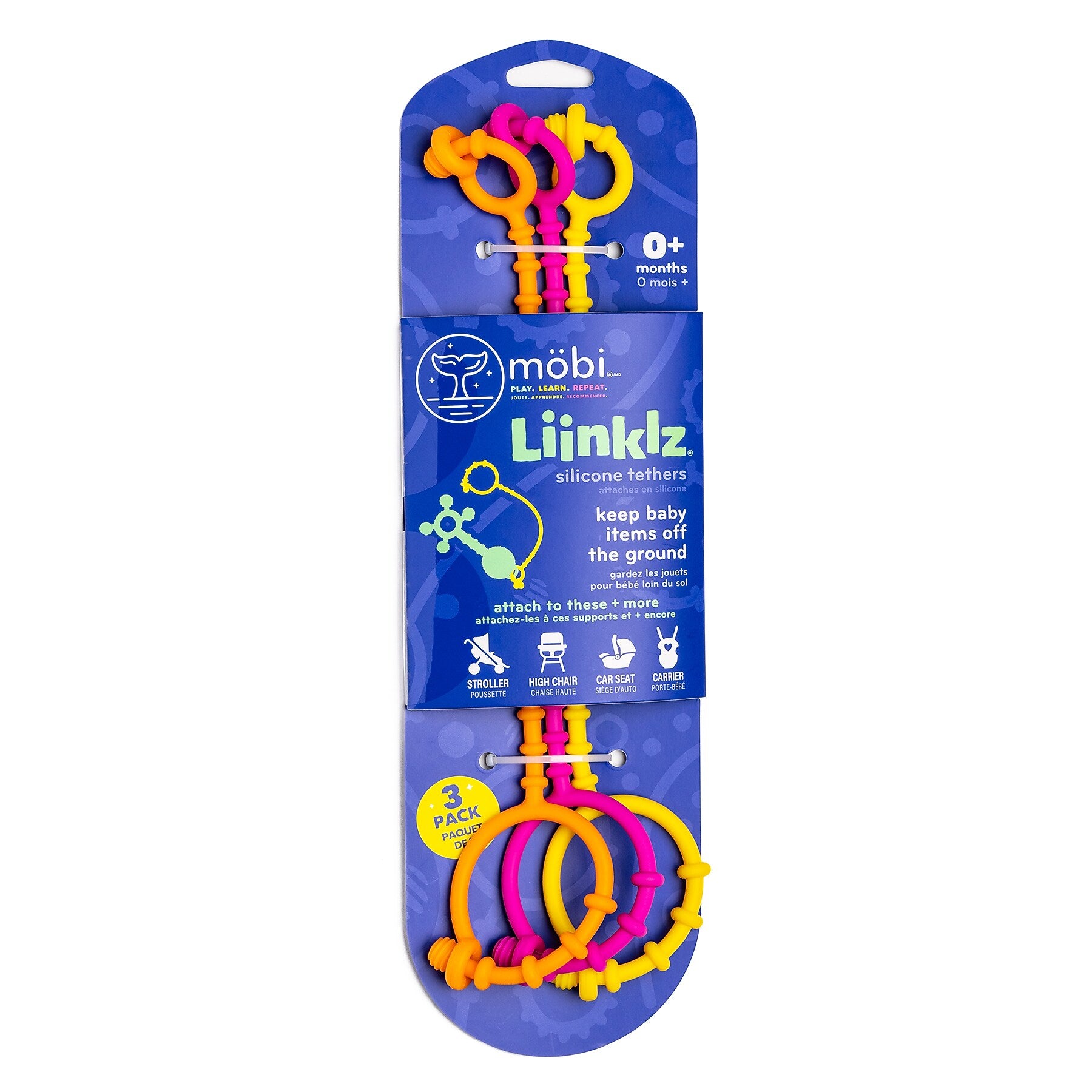 Mobi LIINKLZ Teether, Multicolored, 3/Pack (MGMLKZ1V)