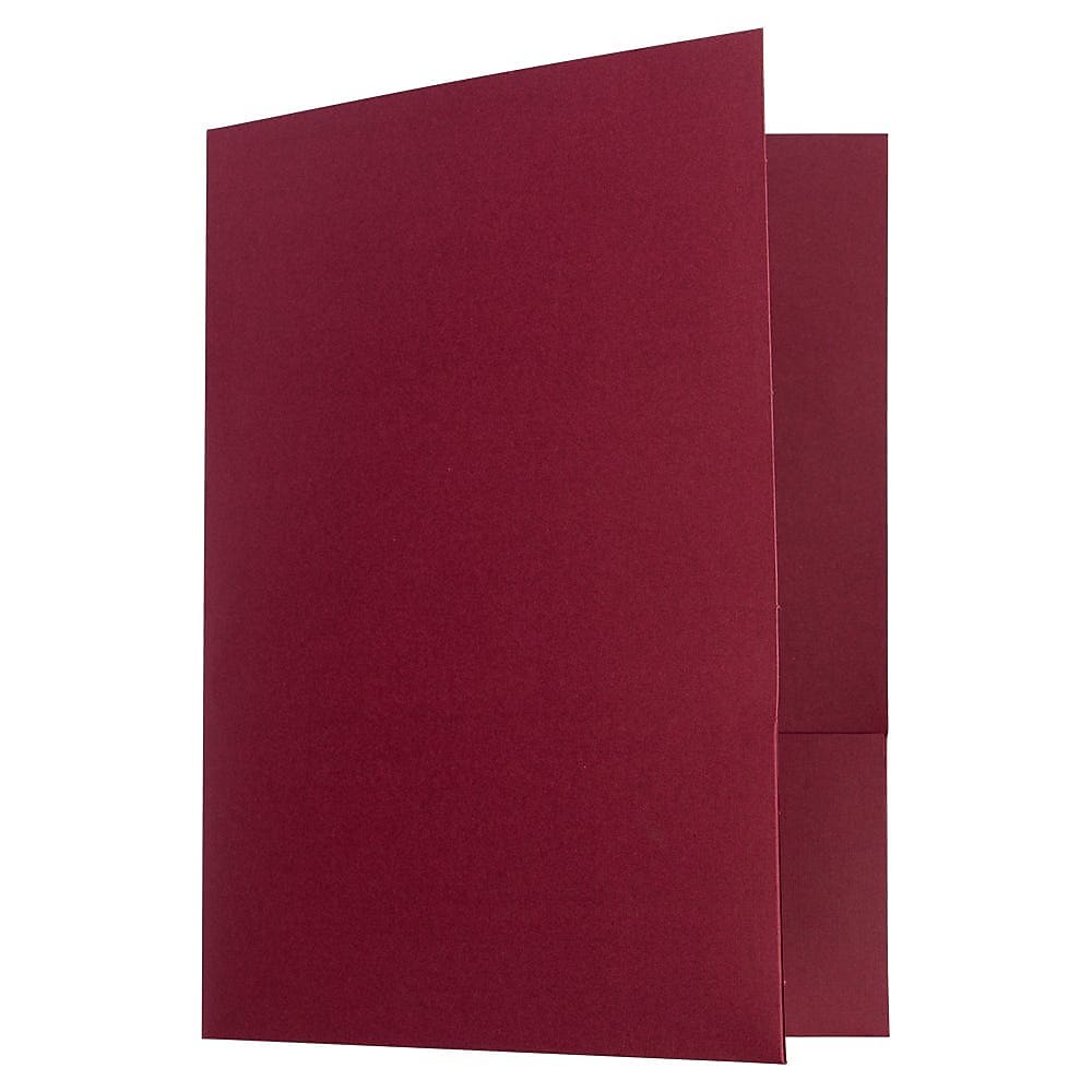 JAM Paper Linen 2 Pocket Cardstock Presentation Folder, Burgundy Linen, 100/Box (35113B)
