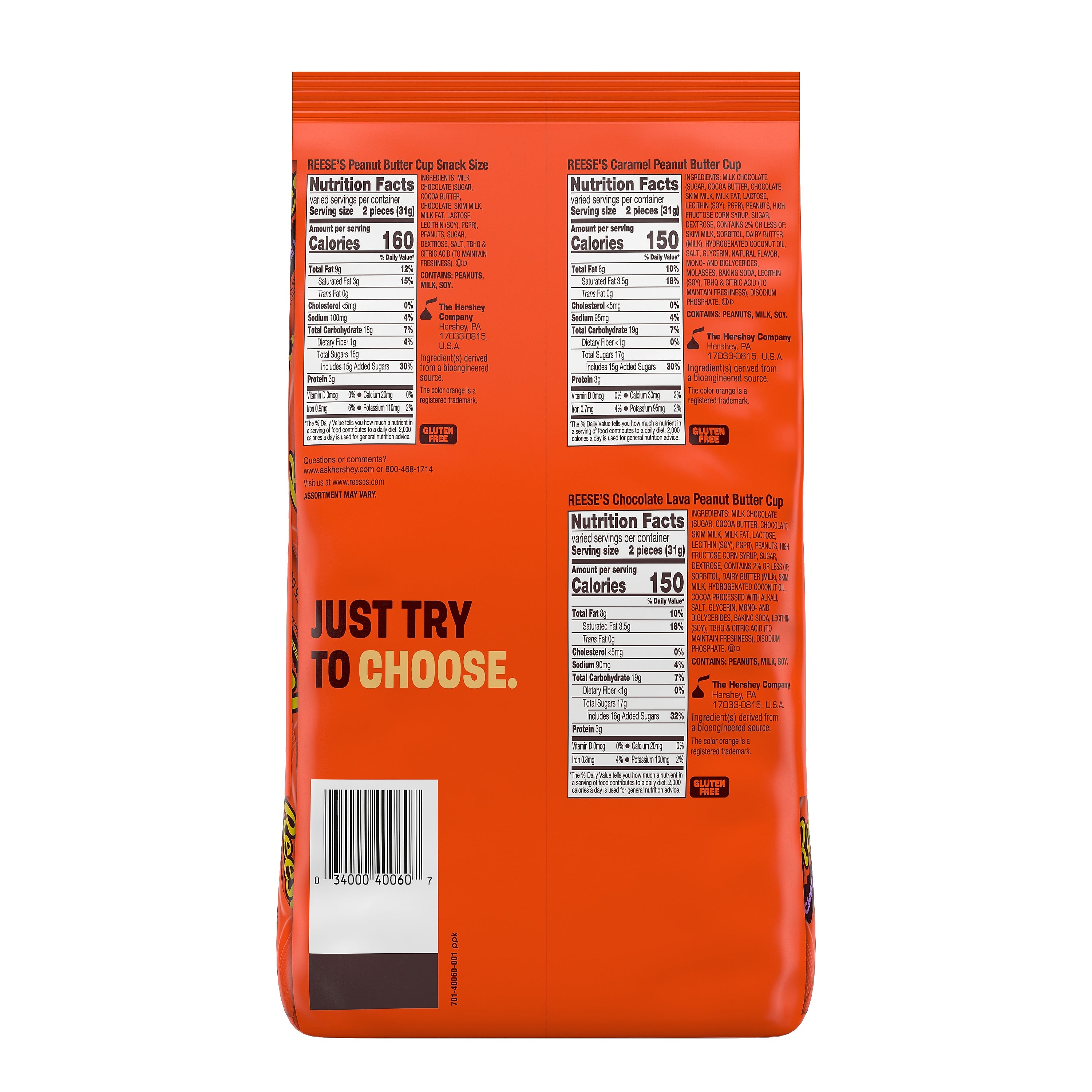 Reese's Snack Size Assorted Milk Chocolate Peanut Butter Variety Bag, 28.05 oz. (HEC40060)