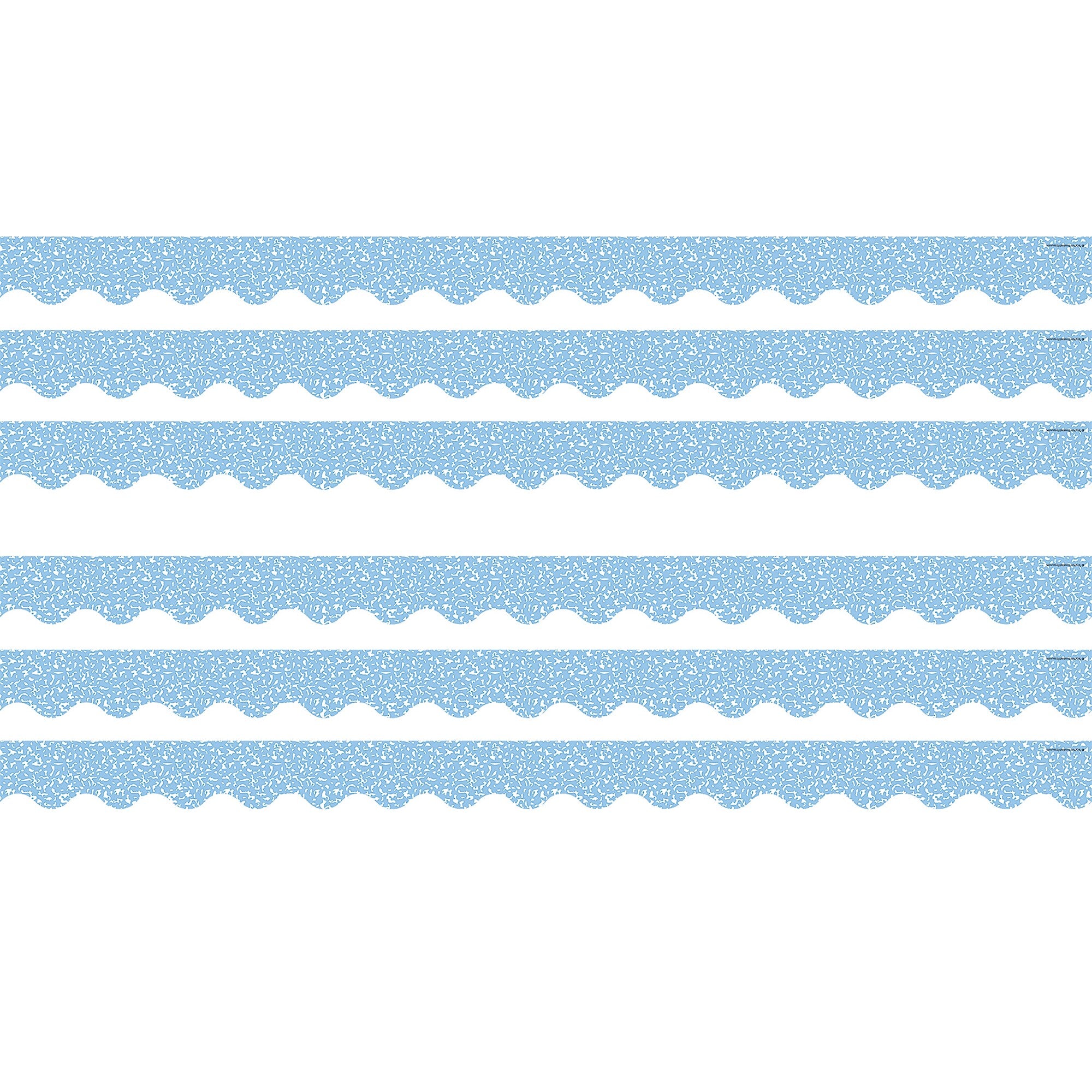 Teacher Created Resources Border Trim, 2.19" x 2.92', Composition Blue Scalloped, 12/Pack, 6 Packs/Bundle (TCR9313-6)