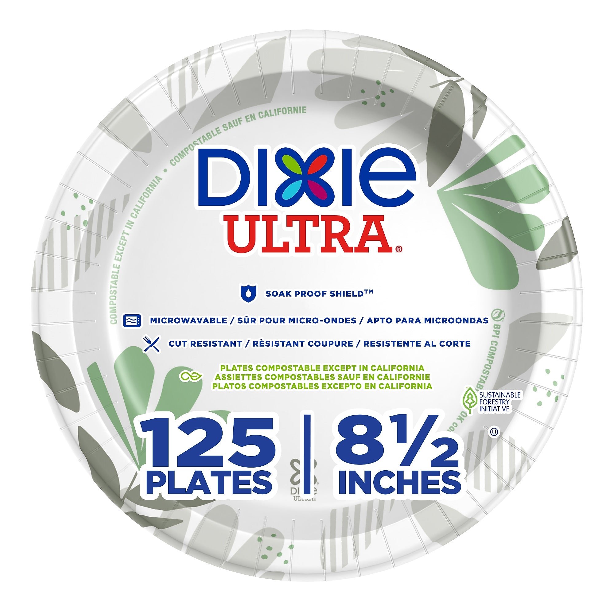 Dixie Ultra Pathways 8.5" Paper Plates, Multicolored, 125 Plates/Pack (SXP9PATH)