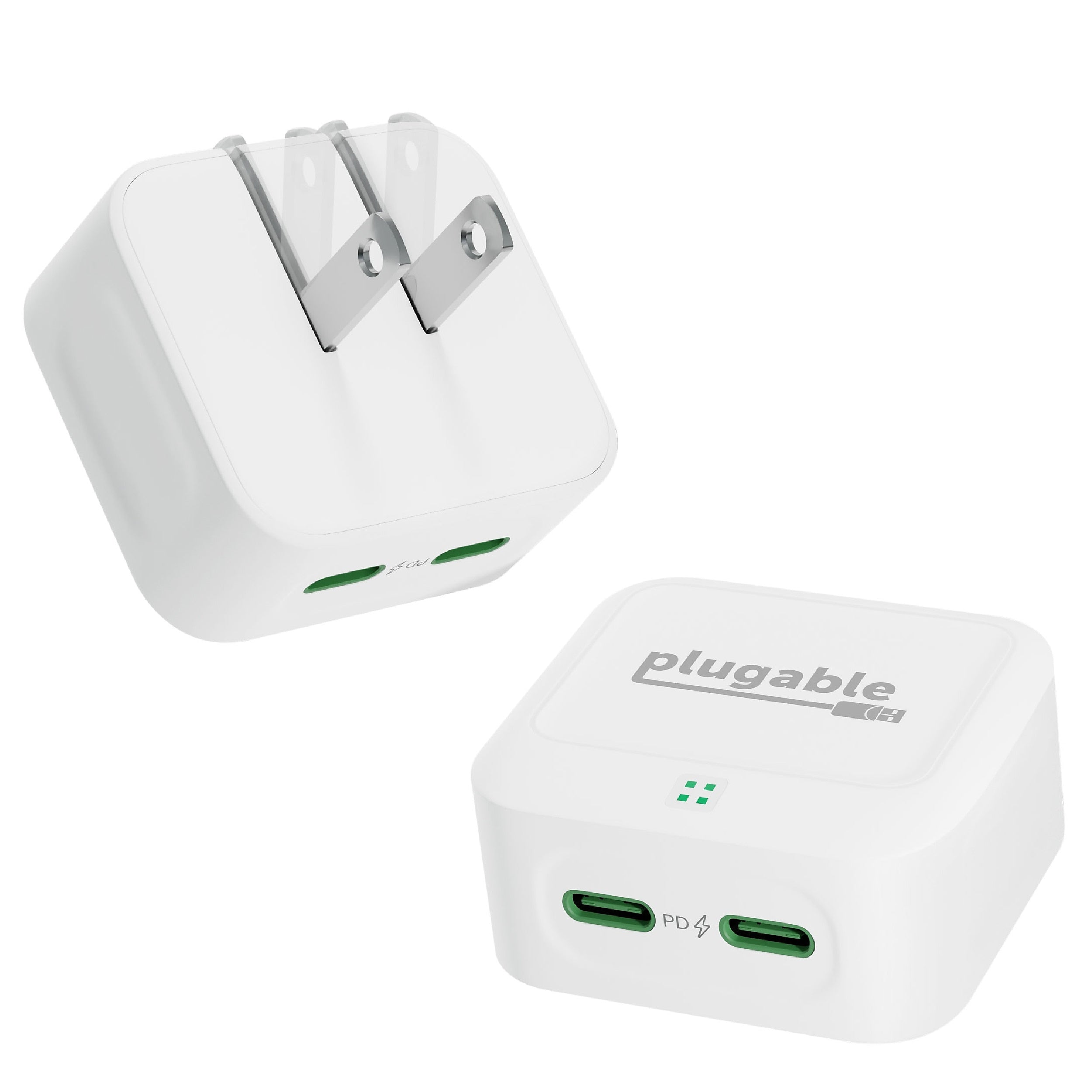 Plugable 40W Dual USB-C Wall Charger, White (PS-40C2W)
