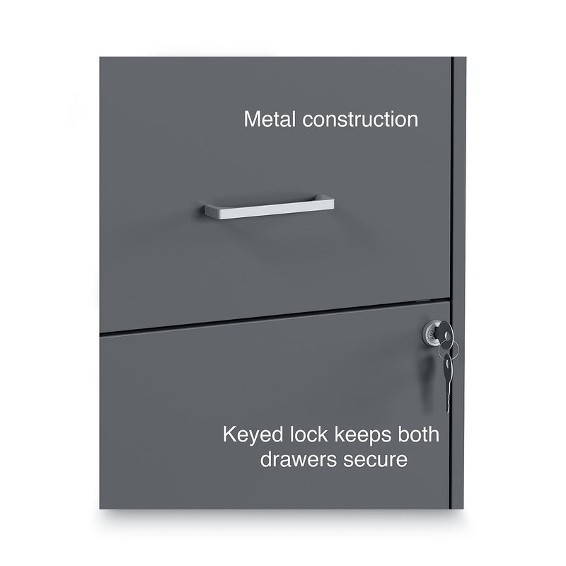 Alera® Soho 2 File-Drawer Vertical Standard File Cabinet, Letter Size, Lockable, 24.1"H x 14"W x 18"D, Charcoal (2806760)