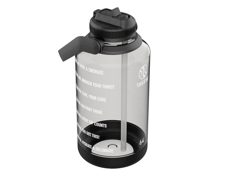 Takeya Tritan Motivational Plastic Water Bottle, 64 oz., Stormy Black (54145)