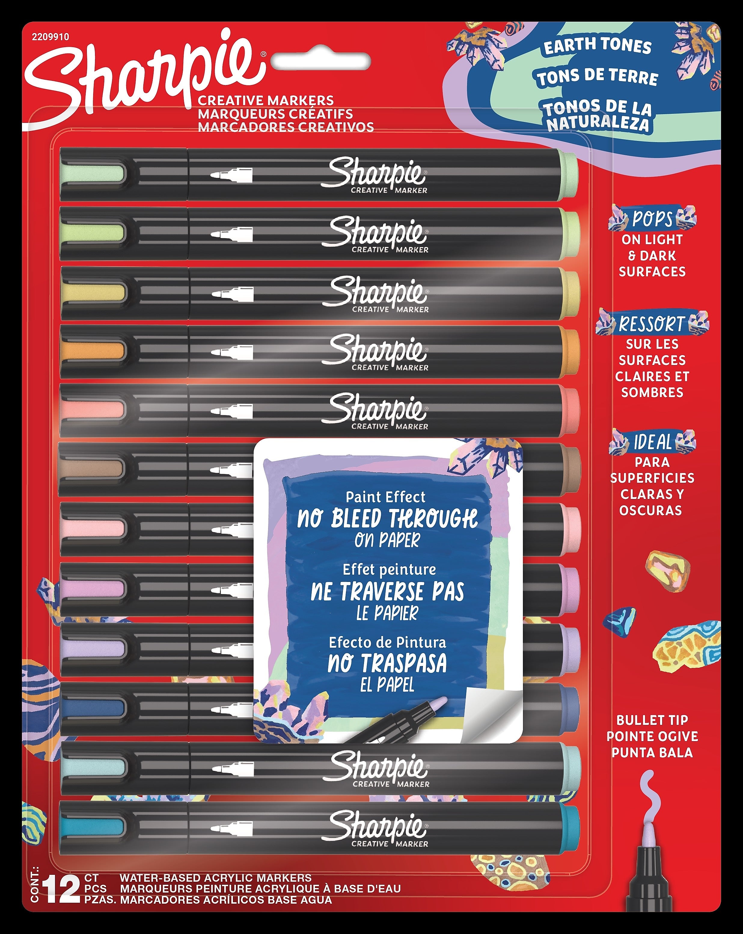 Sharpie Creative Markers Liquid Ink Marker, Bullet Tip, Assorted Colors, 12/Pack (2209910)