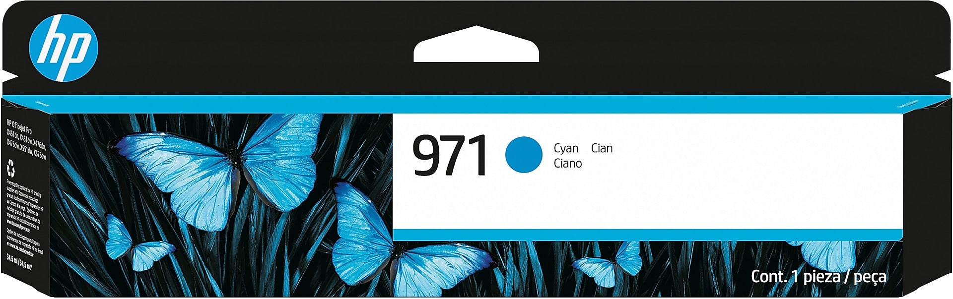 HP 971 Cyan Standard Yield Ink Cartridge, Prints Up to 2,500 Pages (CN622AM)