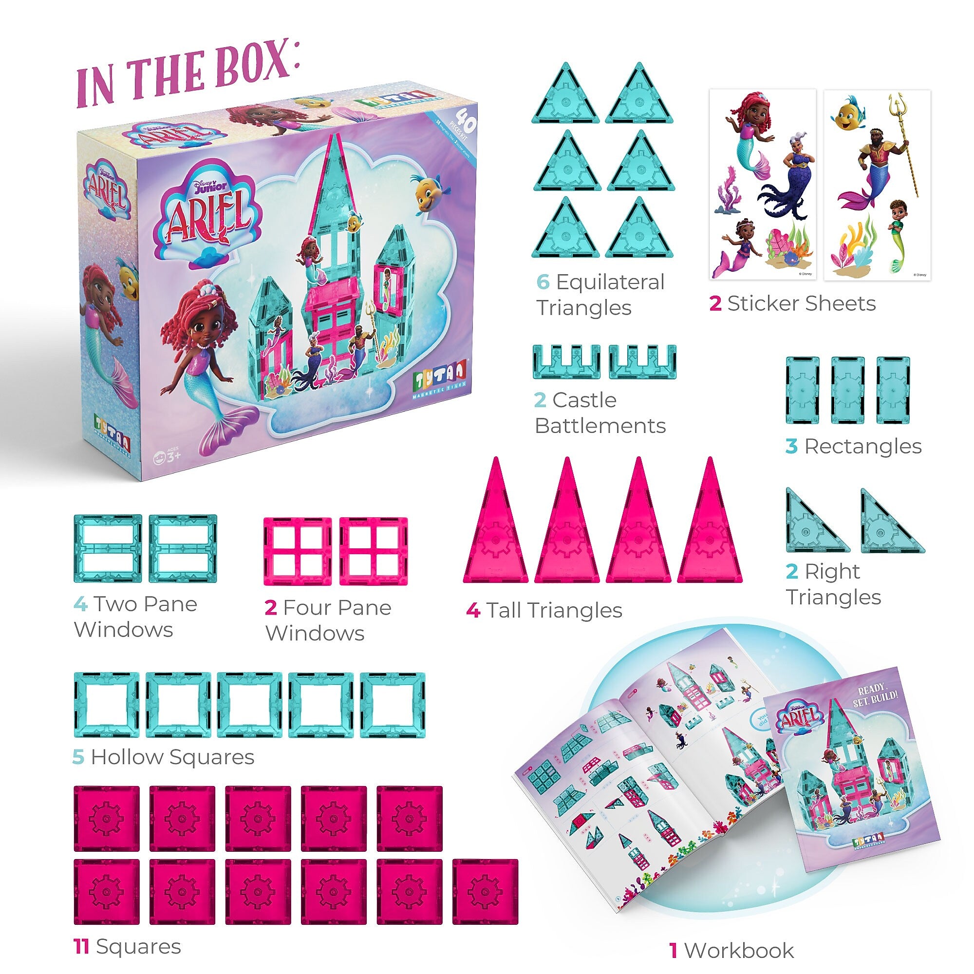 Tytan Toys Disney Jr Ariel Magnetic Tiles, 41 Pieces (TYT-DIS-ARIELJR)