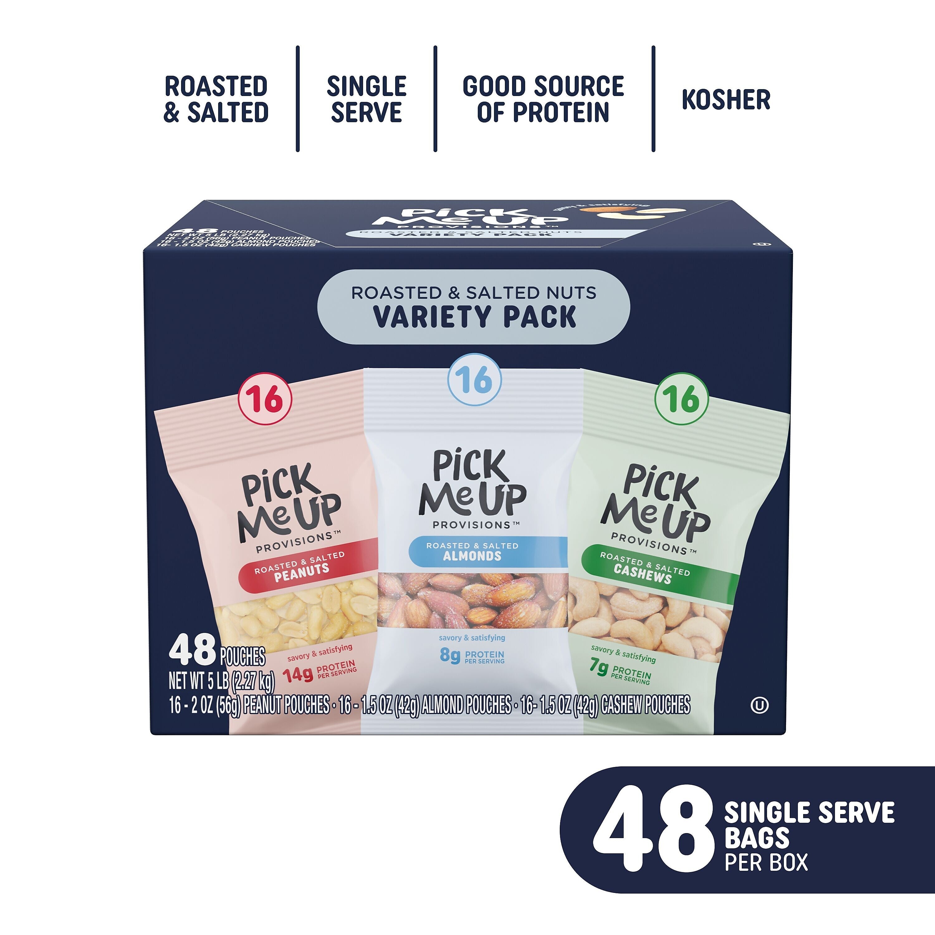 Pick Me Up Provisions™ Roasted & Salted Nuts Variety Pack, 48 Bags/Box (PM62985)
