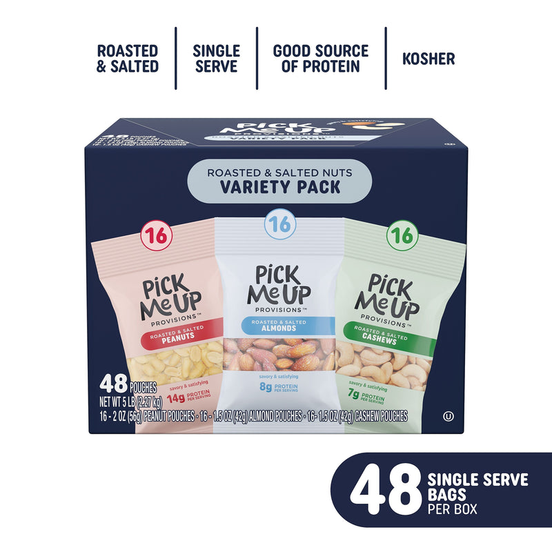 Pick Me Up Provisions™ Roasted & Salted Nuts Variety Pack, 48 Bags/Box (PM62985)