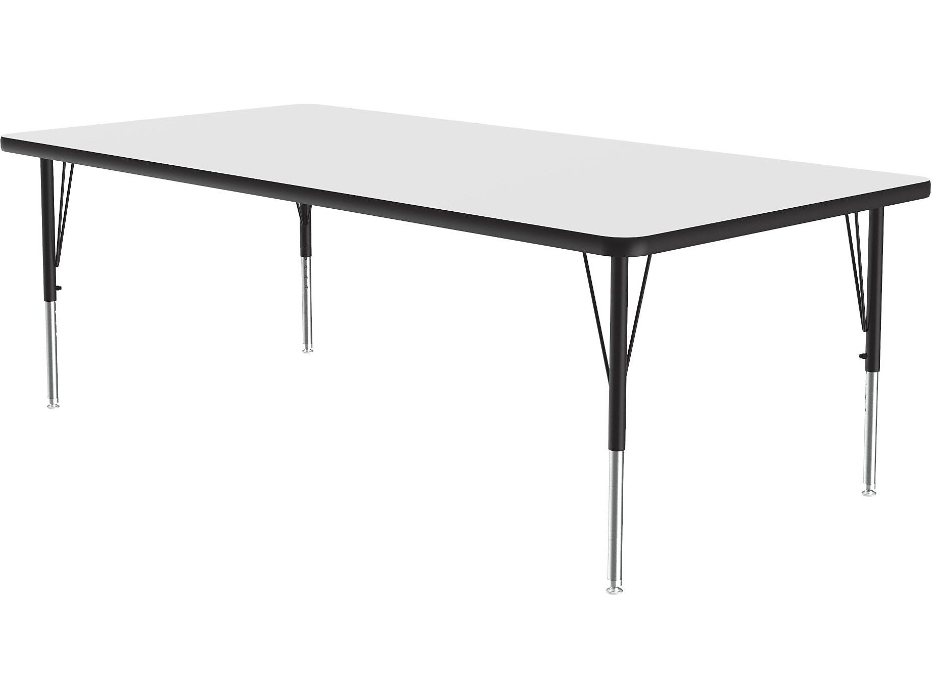 Correll Rectangular Activity Table, 72" x 30", Height-Adjustable, Frosty White/Black (A3072DE-REC-80)