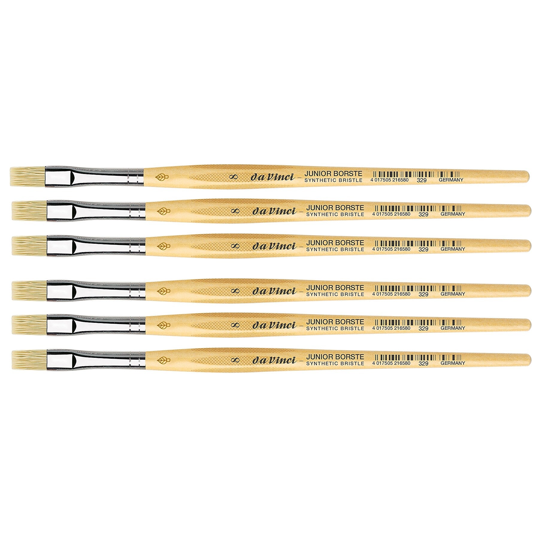 da Vinci JUNIOR BORSTE Tempera Synthetic Student Flat Brush, 6 Brushes/Pack (DVXVA3298-6)
