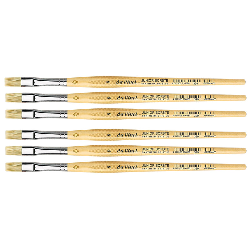 da Vinci JUNIOR BORSTE Tempera Synthetic Student Flat Brush, 6 Brushes/Pack (DVXVA3298-6)