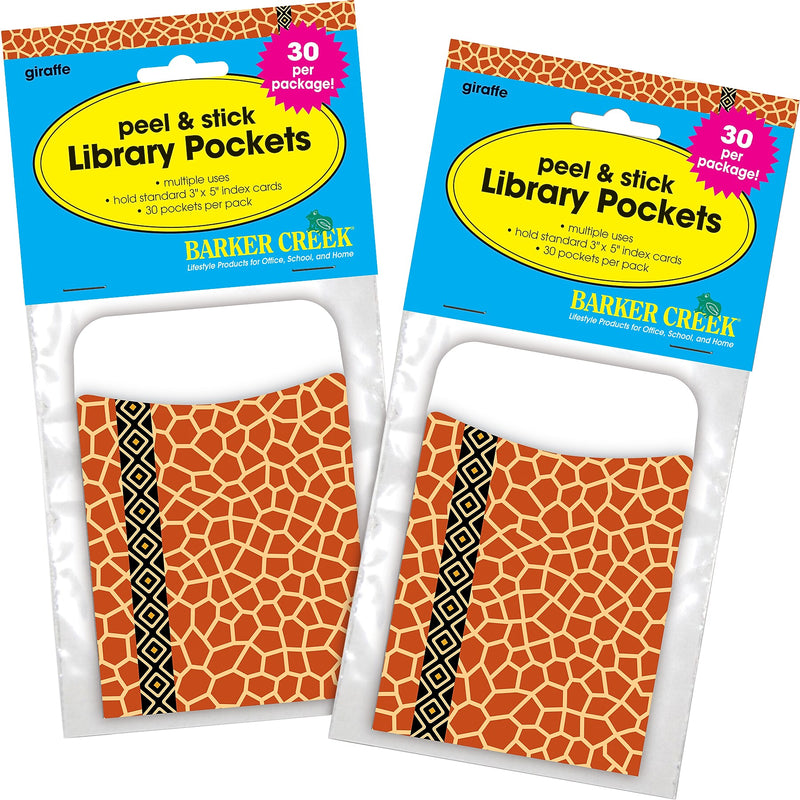 Barker Creek Giraffe Library Library Pockets, 5.125" x 3.5", 60/Set (BC3824)