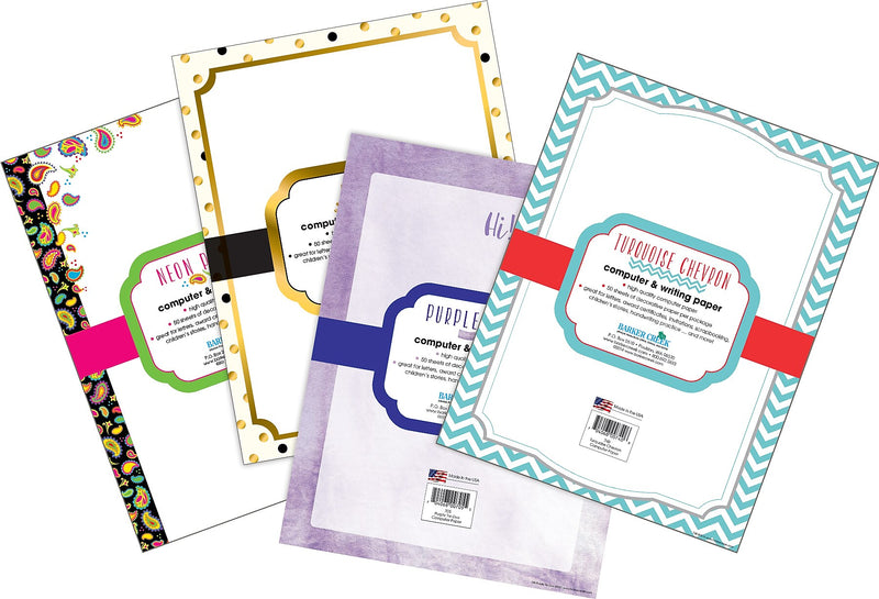 Barker Creek Now We're Stylin' Computer Paper, 8.5" x 11", 60 lbs., Assorted Colors, 200 Sheets/Pack (SS0755)