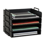 Mind Reader 4-Compartment Stackable Plastic Desk Tray, Black (DANSTACK4-BLK)