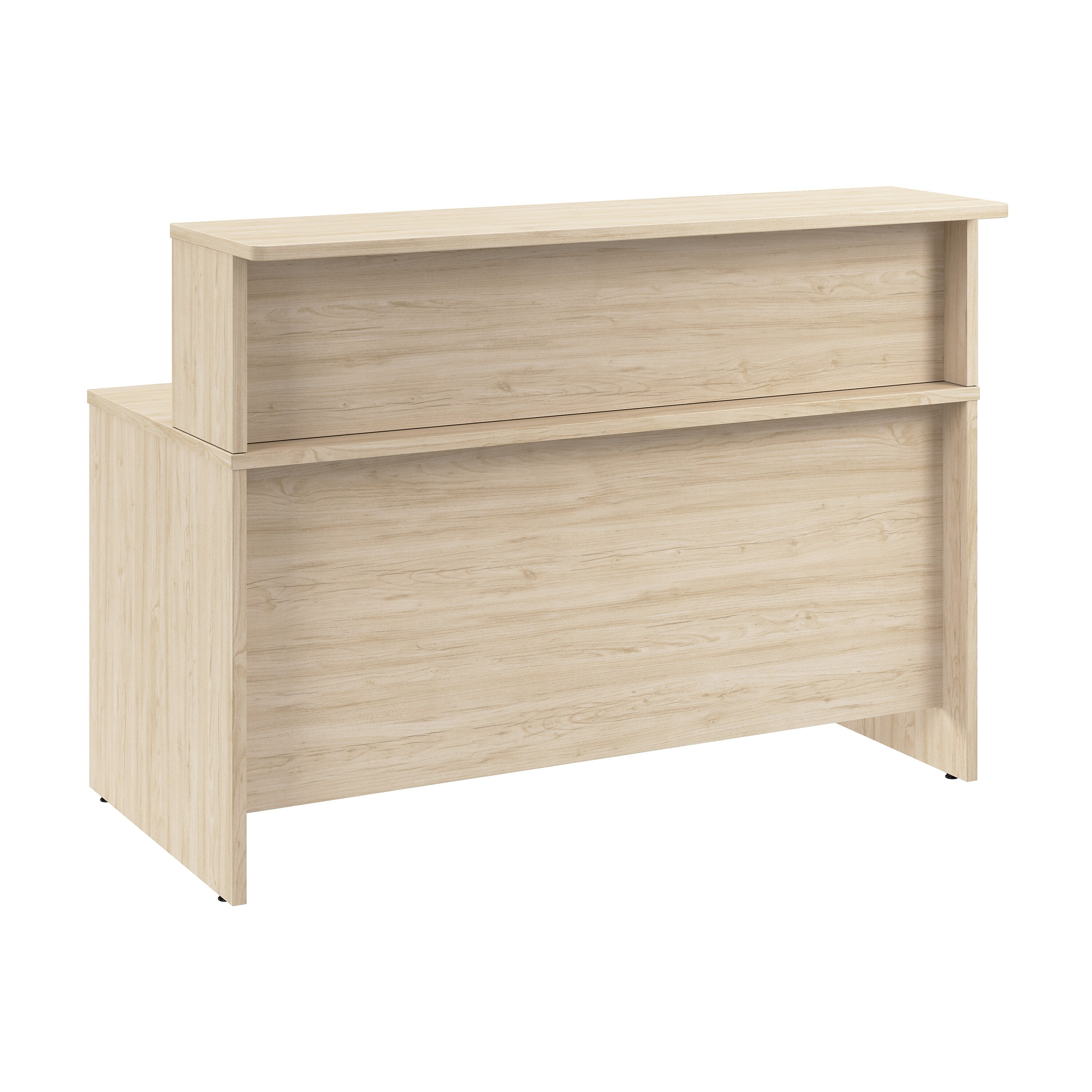 Bush Business Furniture Arrive 60"W Reception Desk with Shelf, Natural Elm (ARV001NE)