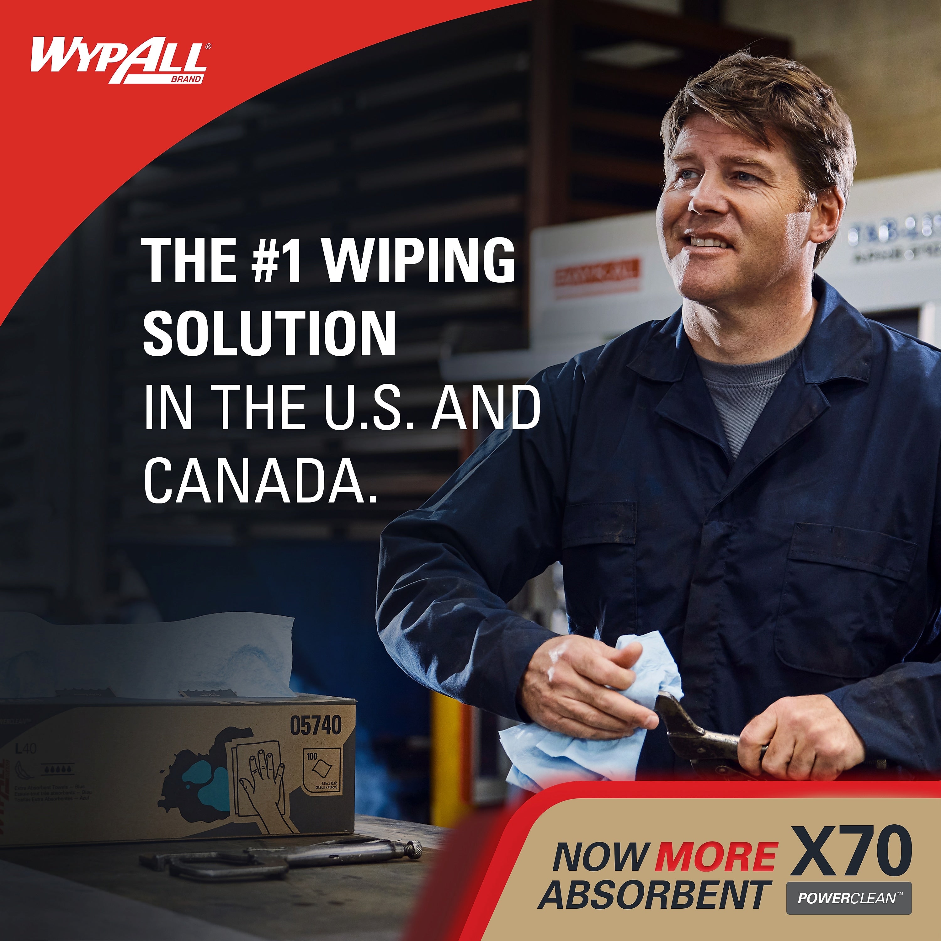 WypAll PowerClean X70 Cloths, 9.75" x 13", White, 220 Sheets/Roll, 3 Rolls/Carton (83571)