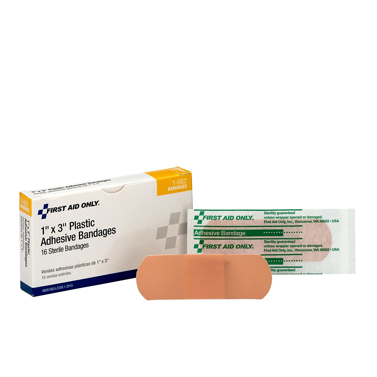 First Aid Only 1" x 3" Plastic Adhesive Bandages, 16/Box (1-002/AN146)