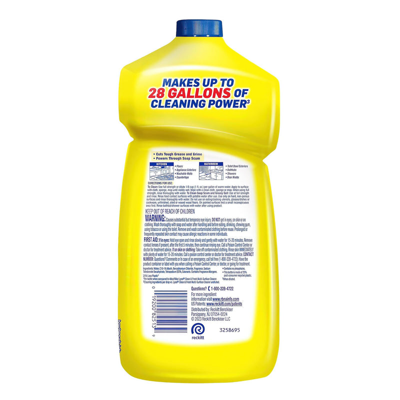Lysol Power Clean Concentrated Multi-Surface Cleaner, Sparkling Lemon & Sunflower Essence Scent, 28 oz, 9/Carton (19200-82513CT)