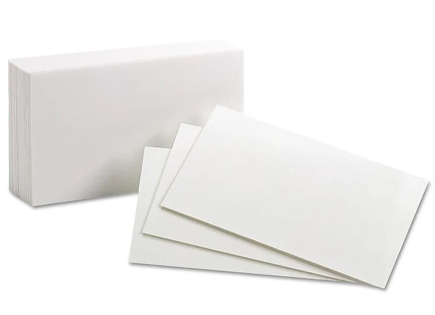 Oxford Unruled Index Cards, 3 x 5, White, 100/Pack