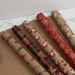 JAM Paper Christmas Wrapping Paper, 25 Sq. ft. x 30", Kraft Christmas Set, 5 Rolls/Pack (165K5KrChr)
