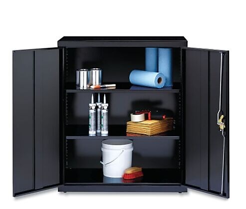 OIF 42"H Steel Storage Cabinet with 3 Shelves, Black (CM4218BK)