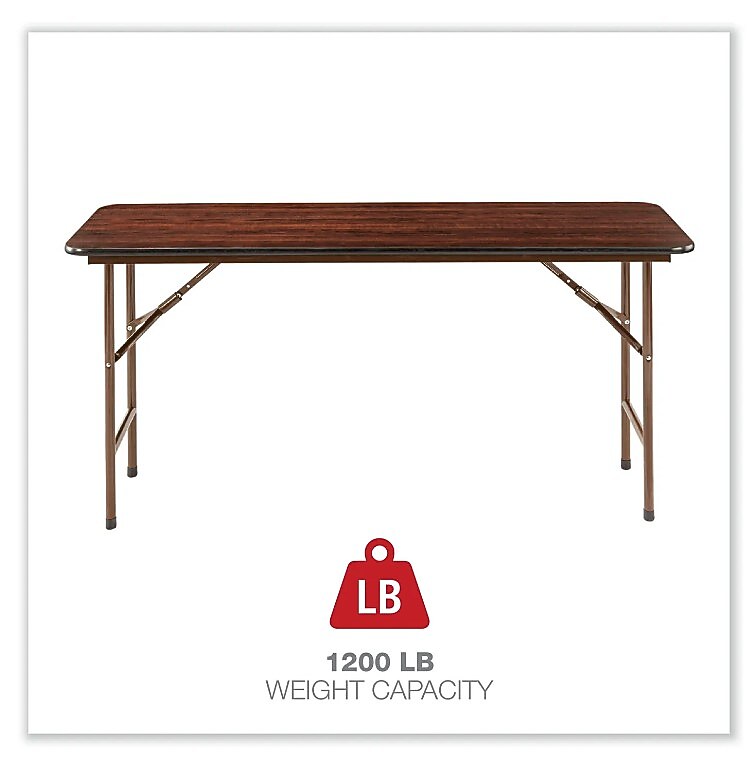 Alera Wood Folding Table, Rectangular, 59.88w x 17.75d x 29.13h, Mahogany (ALEFT726018MY)