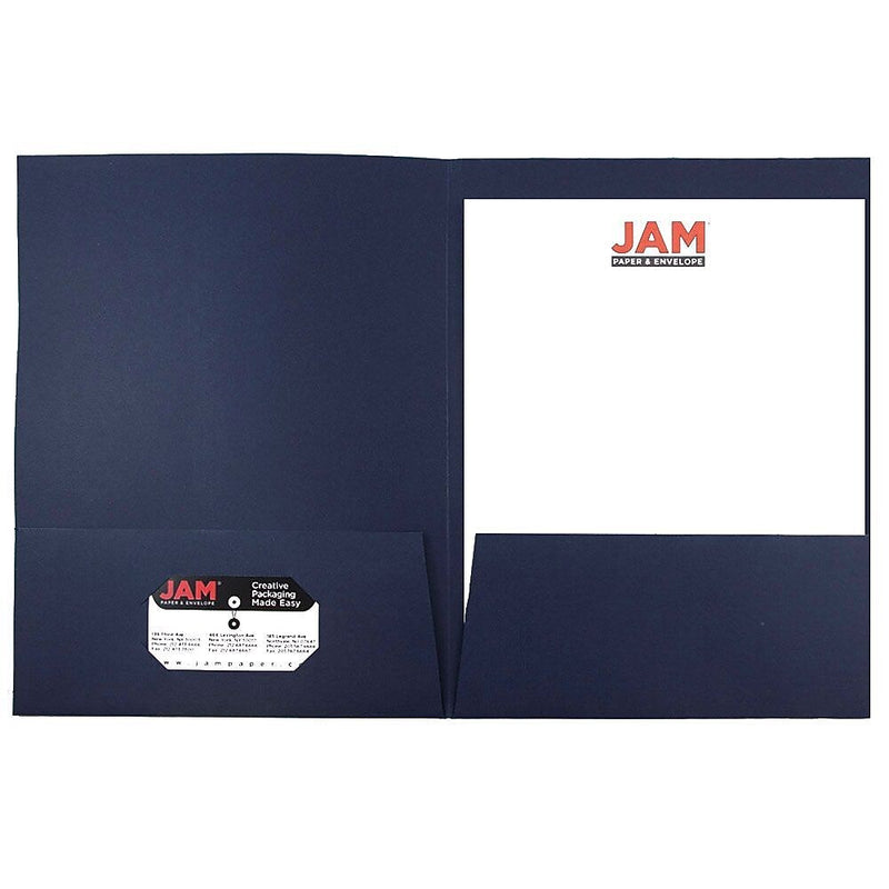 JAM Paper 2-Pocket Textured Linen Business Folders, Navy Blue, 50/Box (386LNAC)