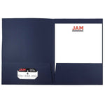 JAM Paper 2-Pocket Textured Linen Business Folders, Navy Blue, 25/Pack (386LNAA)