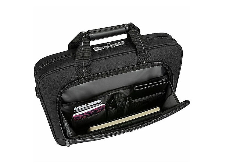 Targus Classic Slim Polyester Briefcase, Laptop Compatible, Black (TCT027US)