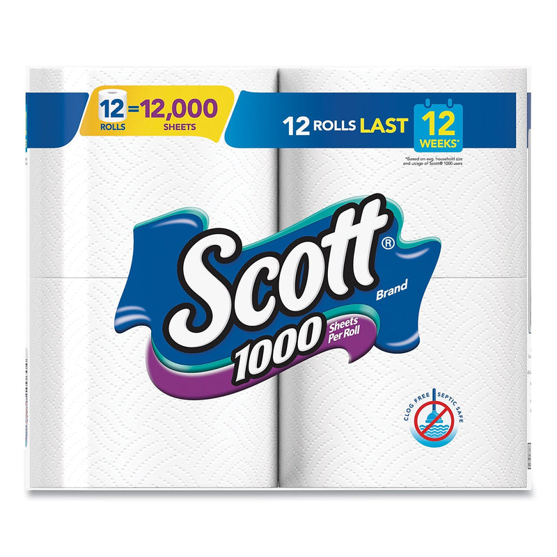 Scott Toilet Paper, 1-Ply, White, 1000 Sheets/Roll, 48 Rolls/Case (KCM10060)