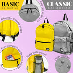 Bazic Classic Kids Laptop Compatible Backpack, Medium, Mustard Yellow, 2/Bundle (BAZ1062-2)