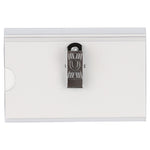 JAM PAPER Plastic Name Tags with Clamp Hook, 3 5/8" x 2 1/4", Clear, 24/Pack (401139014)