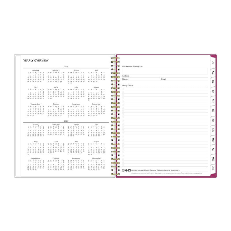 2025-2026 Blue Sky Mahalo 8.5" x 11" Academic Year Weekly & Monthly Planner, Plastic Cover, Multicolored (100149-A26)