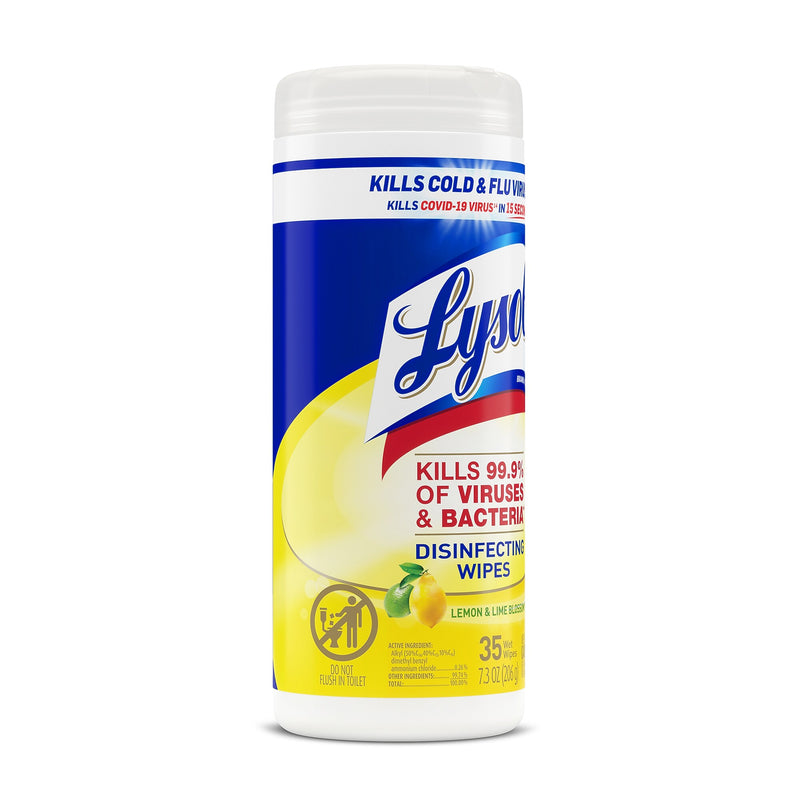 Lysol Disinfecting Wipes, Lemon and Lime Blossom, 35 Wipes/Canister, (81145)