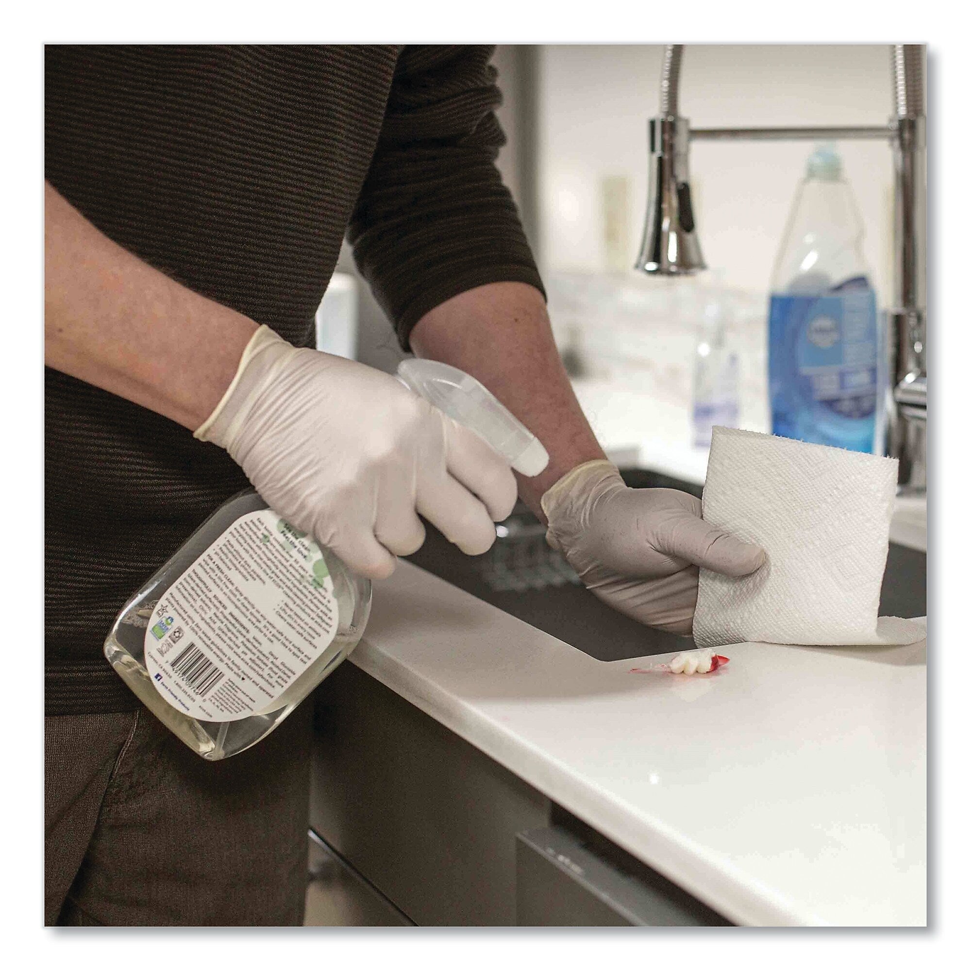GloveWorks by AMMEX Latex Disposable Gloves, Powder-Free, 4 mil, Large, Ivory, 100 Gloves/Box, 10 Boxes/Carton